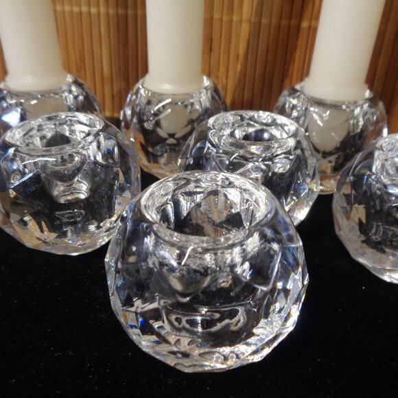 8 Small Glass Candle Holders Round for Taper Candlestick Holders Elegant - Picture 7 of 12